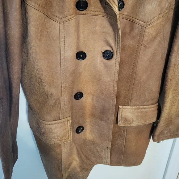 Vintage Lucky Brand Dungarees Leather Western Coat Cowboy Rancher Mens, S - Picture 3 of 12